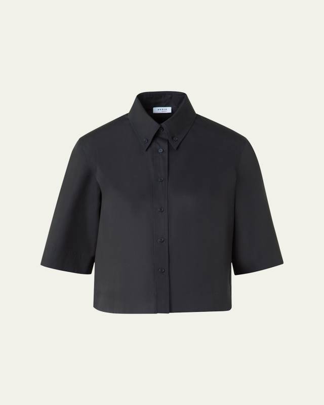 Boxy Poplin Cropped Blouse